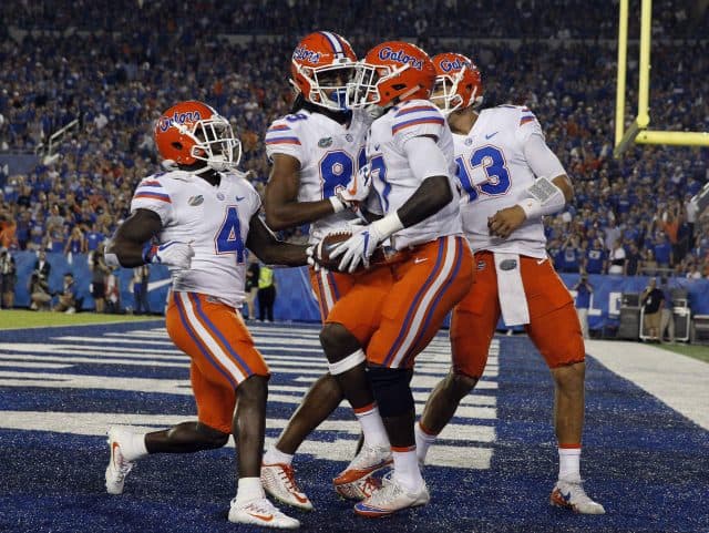 Florida Gators celebrate in the endzone against Kentucky- 1280x962