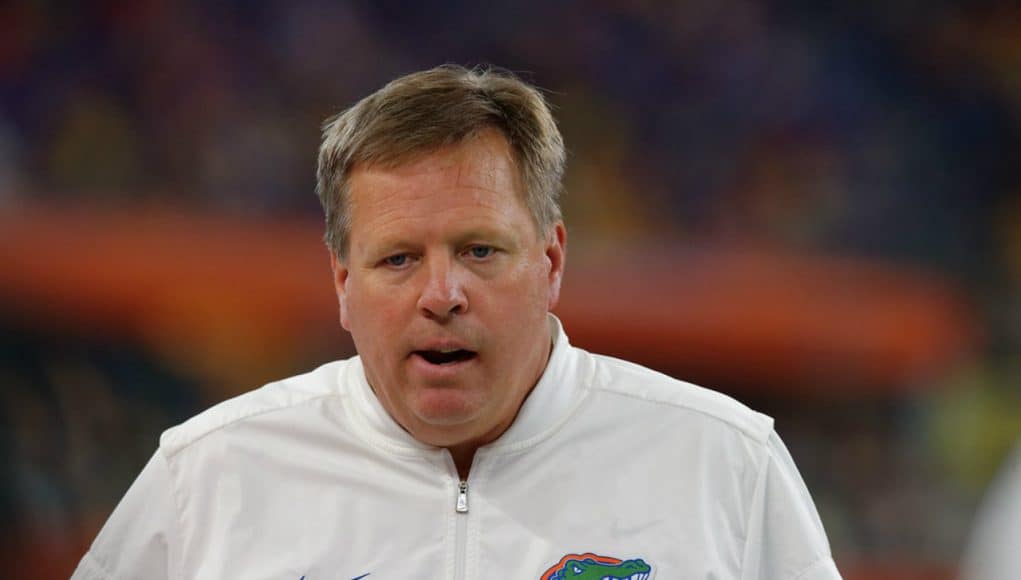 Florida Gators head coach Jim McElwain looks on against Michigan- 1280x853