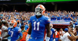 Florida Gators linebacker Vosean Joseph runs out of the tunnel- 1280x852