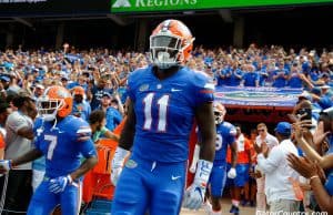 Florida Gators linebacker Vosean Joseph runs out of the tunnel- 1280x852