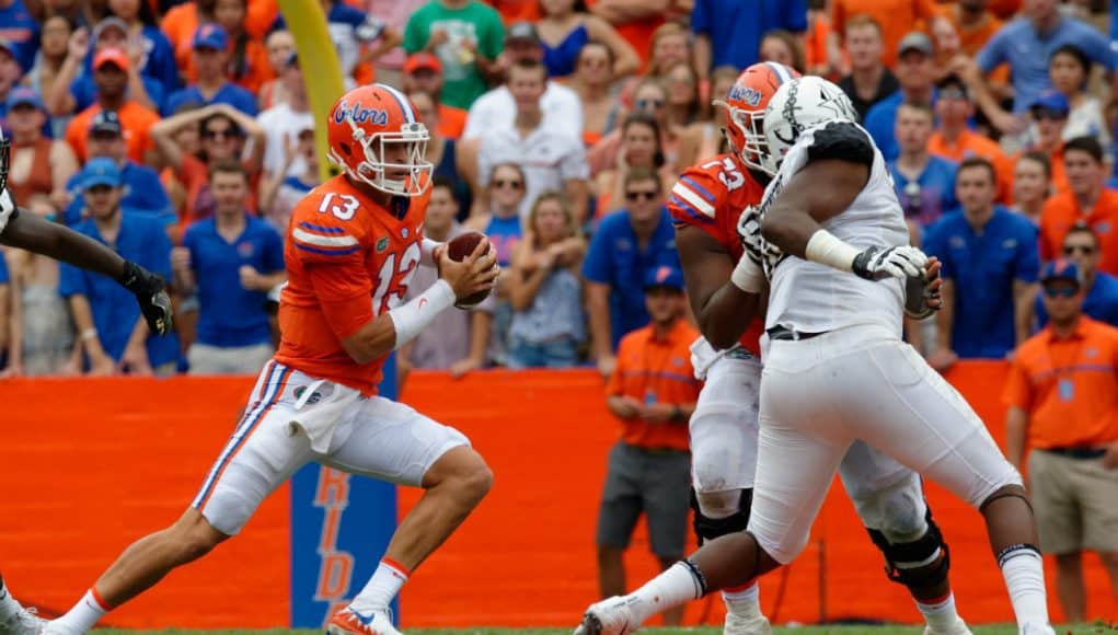 Florida Gators quarterback Feleipe Franks runs against Vanderbilt- 1280x852