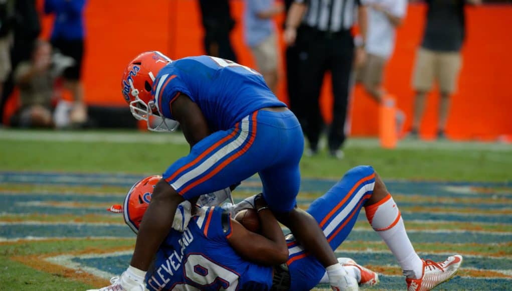 Florida Gators receivers Brandon Powell and Tyrie Cleveland celebrate- 1280x852
