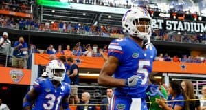 University of Florida freshmen C.J. Henderson and Shawn Davis run out on to the field before the Florida Gators game against Michigan- Florida Gators football- 1280x852