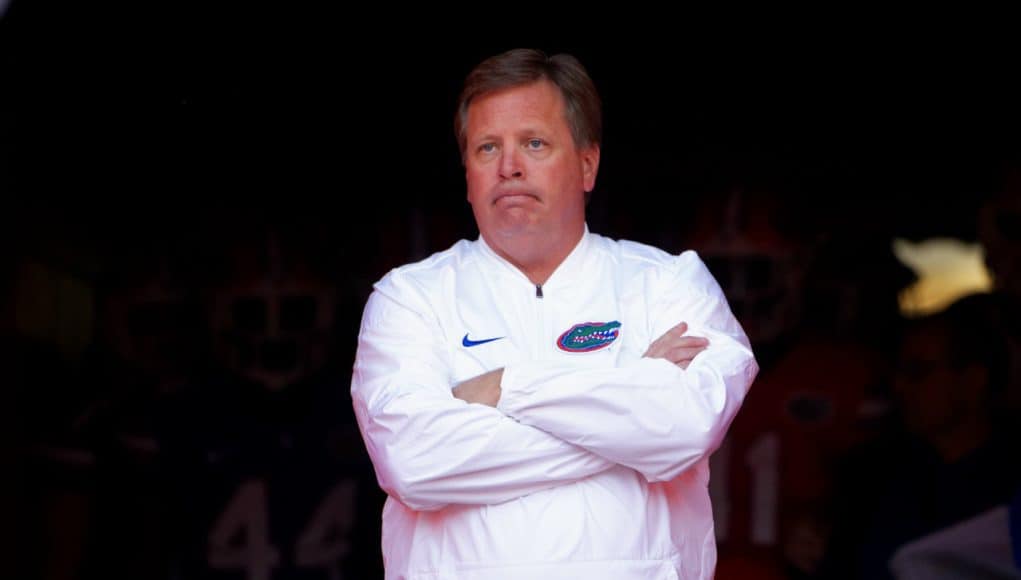 University of Florida head coach Jim McElwain waits to lead his team out of the tunnel before the 2017 Orange and Blue Debut- Florida Gators football- 1280x854