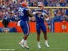 University of Florida linebacker Cristian Garcia and defensive lineman Kyree Campbell celebrate after a tackle against Tennessee- Florida Gators football- 1280x852