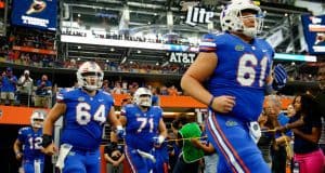 University of Florida offensive linemen take the field before the Florida Gators game against the Michigan Wolverines- Florida Gators football- 1280x852