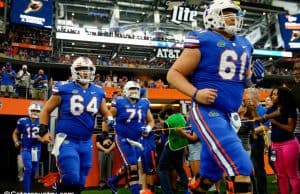 University of Florida offensive linemen take the field before the Florida Gators game against the Michigan Wolverines- Florida Gators football- 1280x852