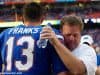 University of Florida quarterback Feleipe Franks and Jim McElwain embrace after the Florida Gators 26-20 win over Tennessee- Florida Gators football- 1280x852