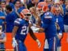 University of Florida quarterback Feleipe Franks tries to calm down Malik Davis after Davis fumbled on the goal line- Florida Gators football- 1280x852