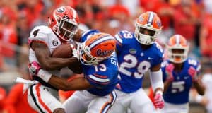 Florida Gators DB Donovan Stiner makes a tackle against UGA- 1280x853