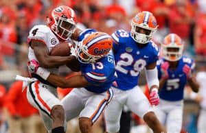 Florida Gators DB Donovan Stiner makes a tackle against UGA- 1280x853