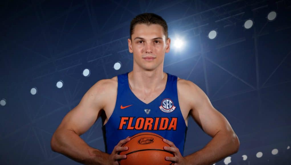 Florida Gators basketball guard Egor Koulechov at media days- 1280x854