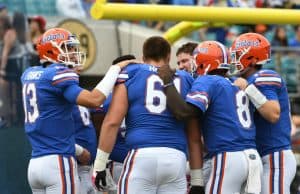 Florida Gators offense huddles up before the Georgia game- 1280x853