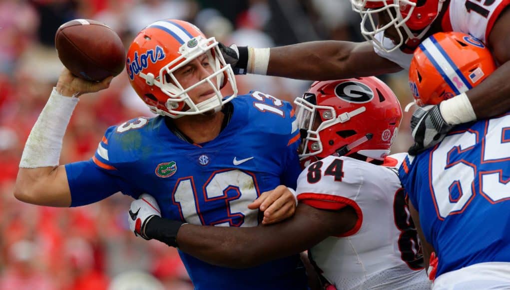 Florida Gators quarterback Feleipe Franks sacked against Georgia-1280x852