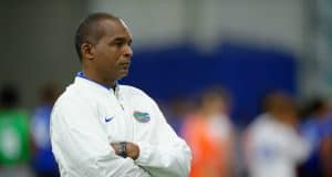 University of Florida coach Randy Shannon watches drills during the Florida Gators Friday Night Lights camp- Florida Gators football- 1280x852