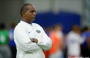 University of Florida coach Randy Shannon watches drills during the Florida Gators Friday Night Lights camp- Florida Gators football- 1280x852