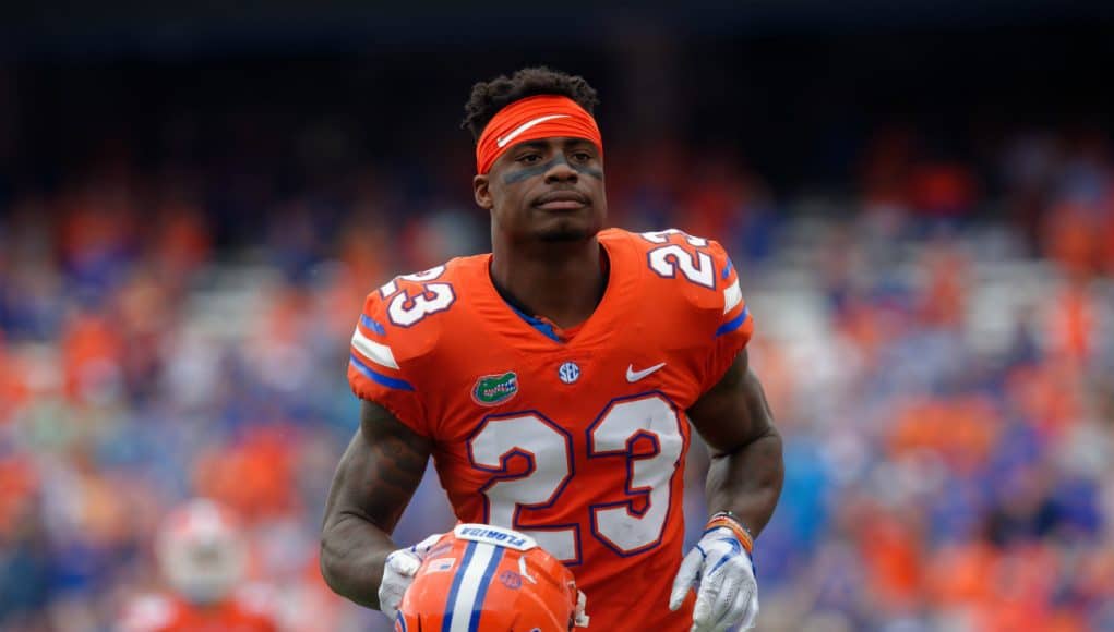 University of Florida defensive back Chauncey Gardner runs out of the tunnel before the Florida Gators game against Vanderbilt- Florida Gators football- 1280x852