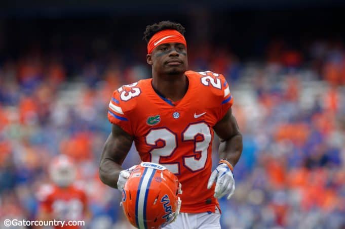 University of Florida defensive back Chauncey Gardner runs out of the tunnel before the Florida Gators game against Vanderbilt- Florida Gators football- 1280x852