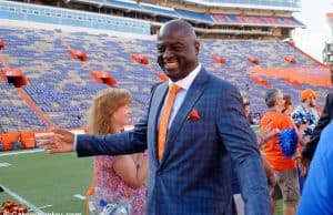 University of Florida defensive line coach Chris Rumph greets fans during Gator Walk- Florida Gators football- 1280x852