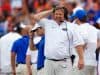 University of Florida head coach Jim McElwain reacts to a false start penalty called in a 42-7 loss to Georgia- Florida Gators football- 1280x853