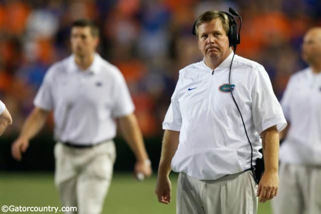 University of Florida head coach Jim McElwain reacts to a play during the Florida Gators loss to Texas A&M- Florida Gators football- 1280x853