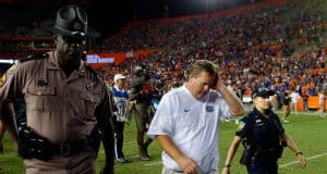 University of Florida head football coach Jim McElwain walks off the field after the Florida Gators loss to Texas A&M- Florida Gators football- 1280x852