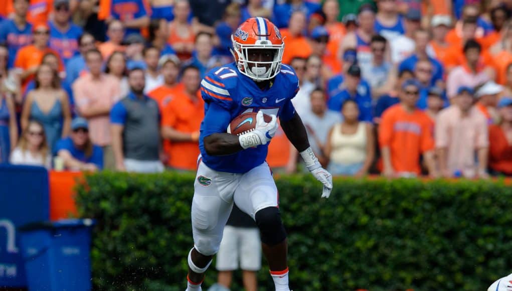 University of Florida receiver Kadarius Toney runs in the open field against LSU- Florida Gators football- 1280x852