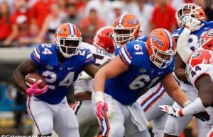 University of Florida running back Mark Thompson carries the ball in a 42-7 loss to the Georgia Bulldogs- Florida Gators football- 1280x853