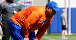 University of Florida special teams coordinator Greg Nord watching the Florida Gators spring practice- Florida Gators football- 1280x852