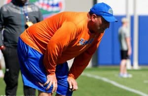 University of Florida special teams coordinator Greg Nord watching the Florida Gators spring practice- Florida Gators football- 1280x852