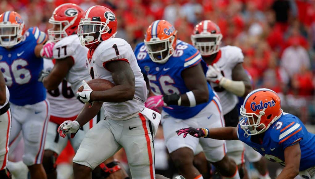 University of Georgia running back Sony Michel rushed against the Florida Gators during a 42-7 win- Florida Gators football- 1280x852