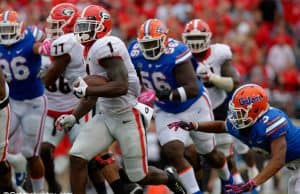 University of Georgia running back Sony Michel rushed against the Florida Gators during a 42-7 win- Florida Gators football- 1280x852