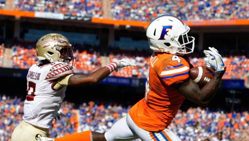 Florida Gators WR Brandon Powell catches a TD against FSU- 1280x853