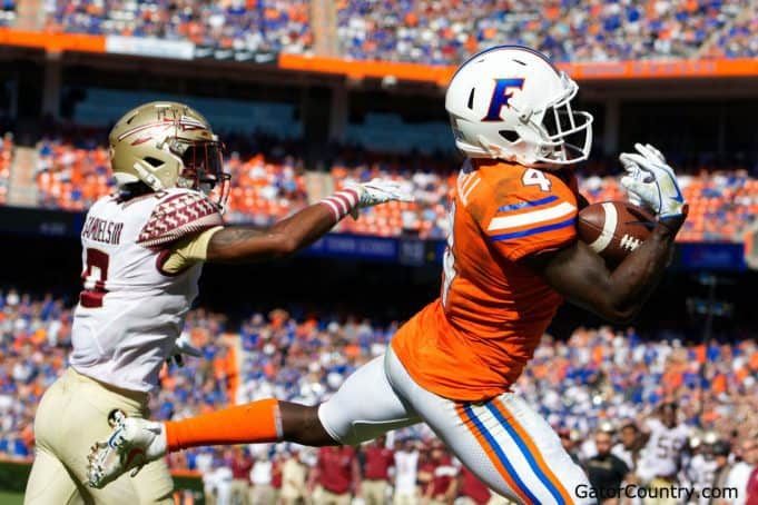 Florida Gators WR Brandon Powell catches a TD against FSU- 1280x853