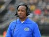 Nov 4, 2017; Columbia, MO, USA; Florida Gators head coach Randy Shannon watches the replay board during the first half against the Missouri Tigers at Faurot Field. Mandatory Credit: Denny Medley-USA TODAY Sports