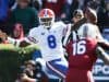 Nov 11, 2017; Columbia, SC, USA; Florida Gators quarterback Malik Zaire (8) scrambles as South Carolina Gamecocks defensive back Rashad Fenton (16) gives chase during the second quarter at Williams-Brice Stadium. Mandatory Credit: Jim Dedmon-USA TODAY Sports