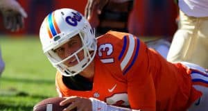 University of Florida Feleipe Franks reacts after he is sacked in a 38-22 loss to Florida State where he turned the ball over four times- Florida Gators football- 1280x853