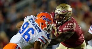 University of Florida defensive lineman CeCe Jefferson rushes the passer in the Florida Gators 2016 matchup with FSU- Florida Gators football- 1280x852