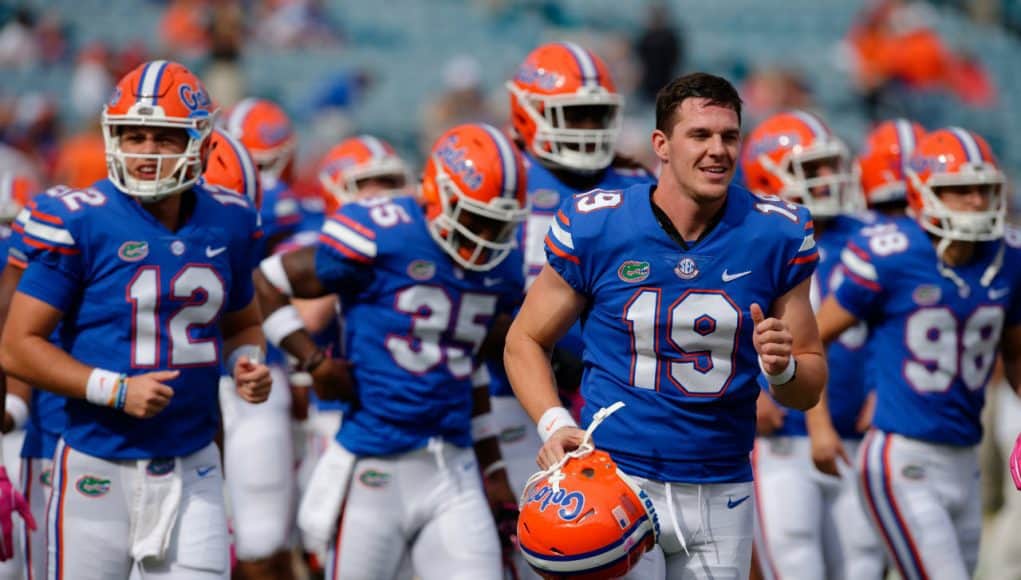 University of Florida punter Johnny Townsend runs out onto the field at EverBank Field before the Florida Gators game against Georgia- Florida Gators football- 1280x852