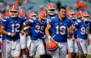 University of Florida punter Johnny Townsend runs out onto the field at EverBank Field before the Florida Gators game against Georgia- Florida Gators football- 1280x852