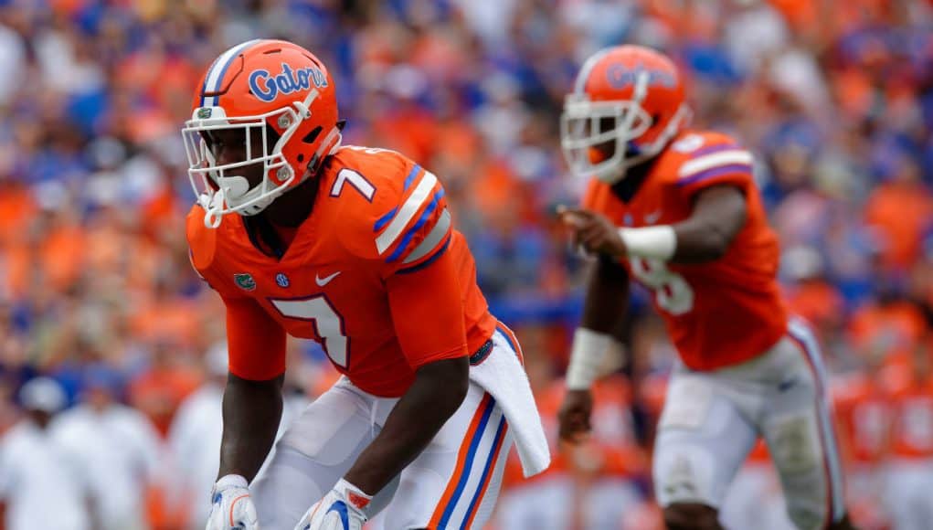 University of Florida senior defensive back Duke Dawson lines up against a receiver in a win over the Vanderbilt Commodores- Florida Gators football- 1280x852