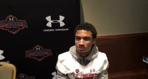 American Heritage receiver Anthony Schwartz fields questions from reporters at the Under Armour All-American Game- Florida Gators recruiting- 1280x960