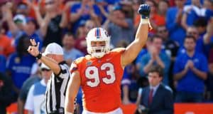 University of Florida defensive lineman Taven Bryan celebrates a sack against the Florida State Seminoles- Florida Gators football- 1280x853