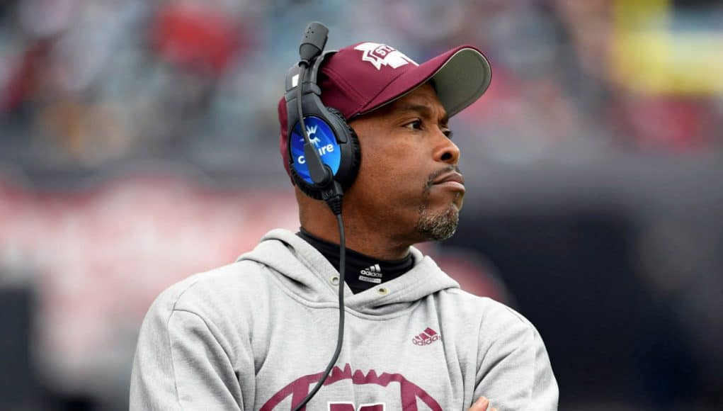 Dec 30, 2017; Jacksonville, FL, USA; Mississippi State Bulldogs interim head coach Greg Knox during the game against the Louisville Cardinals in the 2017 TaxSlayer Bowl at EverBank Field. Mandatory Credit: Melina Vastola-USA TODAY Sports