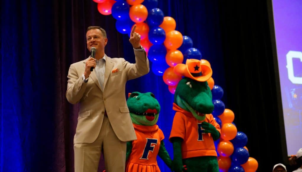 University of Florida athletic director Scott Stricklin speaks to Gator fans in Dallas prior to the Florida Gators game against Michigan- Florida Gators football- 1280x854