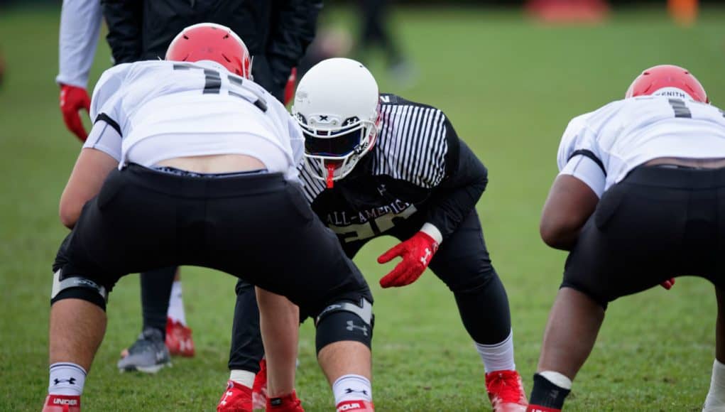 University of Florida recruit Coynis Miller lines during practice for the 2017 Under Armour All-American Game- Florida Gators recruiting- 1280x853