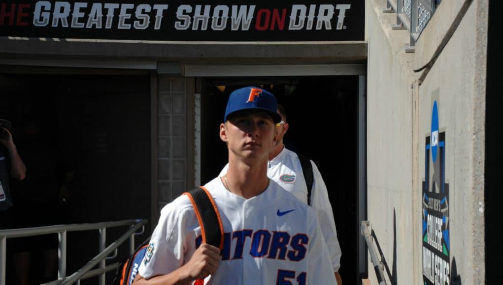 Brady Singer walks into TD Ameritrade before the Florida Gators game against the TCU Horned Frogs- Florida Gators baseball- 1280x850