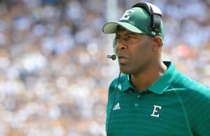 Eastern Michigan Eagles head coach Ron English looks on during the first quarter against the Penn State Nittany Lions at Beaver Stadium. (Photo: Matthew O'Haren, USA TODAY Sports)