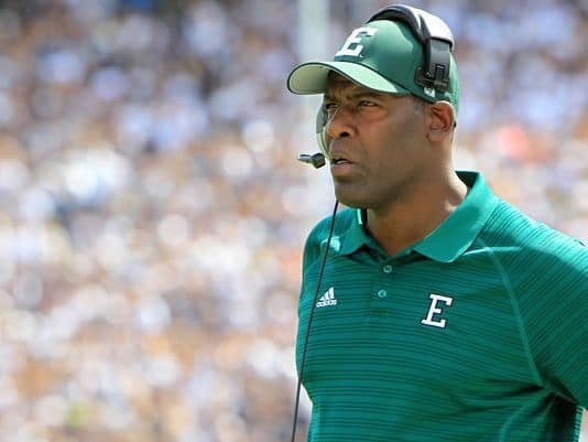 Eastern Michigan Eagles head coach Ron English looks on during the first quarter against the Penn State Nittany Lions at Beaver Stadium. (Photo: Matthew O'Haren, USA TODAY Sports)