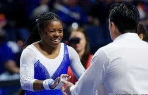 Florida Gators Gymnastics celebrate against Alabama- 1280x853